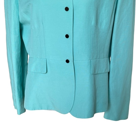 Tahari Women’s Linen Blend Snap Buttons Blazer Jacket Size 14P Mint Green - Picture 3 of 8